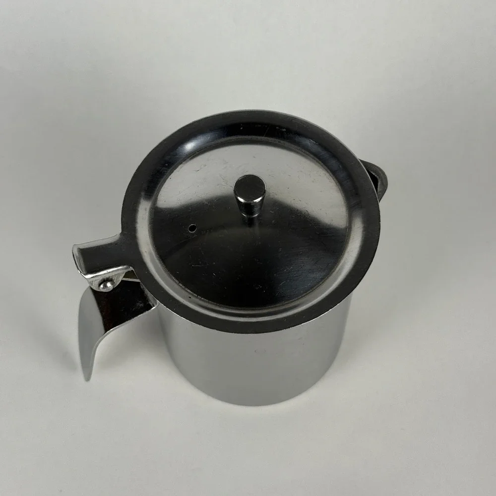 Vintage SERCO Japan Stainless Steel Creamer Syrup Dispenser Hinged Lid